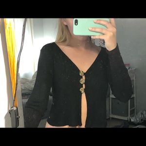 Forever 21 split front button shirt black